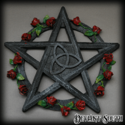 Red Rose Triquetra Pentagram Decorative Wall Plaque