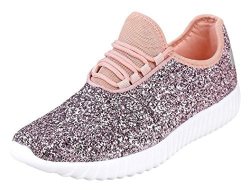 Forever Link Women's REMY-18 Glitter Fashion Sneakers Pink 5 B M Us