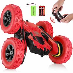 Sgile Rc Stunt Car Toy Remote Control Car With 2 Sided 360 Rotation For Boy Kids Girl Red