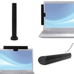 Duragadget Black Laptop Speaker With Screen Mount And Desktop Stand - Compatible With Lenovo Miix 320 80XL035QUK