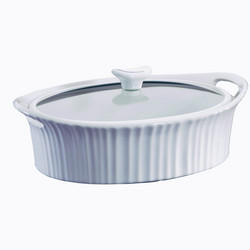 Corningware French White Iii Oval Casserole With Quite Close Glass Cover - 2.35 Litre
