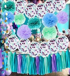 Under The Sea Party Supplies mermaid Party Decorations Teal Purple Blue Mint Tissue Pom Poms First Birthday Decorations Baby Shower Decorations Mermaid Party Supplies mermaid Bridal