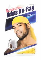 Dream Deluxe Du-rag Yellow 3 Pack - Smooth & Thick Superior Quality Stretchable Wrinkle Free 100% Polyester