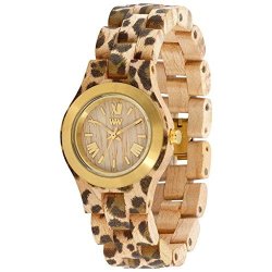 Wewood Criss Metal leopard Maple Wood Watch Beige gold