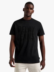 Men&apos S Flocked Tonal Black T-Shirt