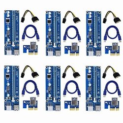 Yifeng 6-PACK Pci-e PCI Express Ver 006C 1X To 16X Powered Riser Adapter Card W 60CM USB 3.0 Extension Cable & 6-PIN Pci-e To
