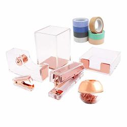 Blu Monaco 5 Piece Cute Gold Desk Organizer Set - Desk Organizers And  Accessorie