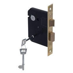 DY2252-76PL 3 Lever Powder Coated Upright Lock - Brass