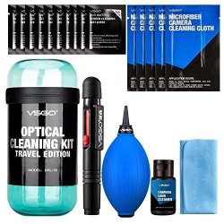 Vsgo DKL-18 Ues Dsl Camera Lens Cleaning Kits: Lens Cleaner Lens Pen Microfiber Cloth Air Blower Wet Wipe Suede Screen Cleaning Cloth And Waterproof