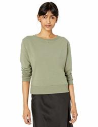 The Drop Women's Annabelle Long-sleeve Crew Neck Supersoft Stretch Pullover Olive L