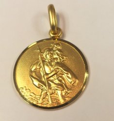 9 Carat Gold - Saint Christopher 18 Mm Wide