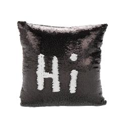 Two-way Mermaid Sequin Pillow Case With Inner Cushion - Black silver