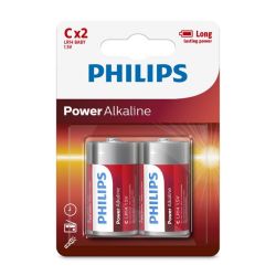Philips - Power Alkaline LR14 C Batteries 1.5V 2 Pack