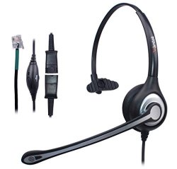 Wantek Wired Telephone Rj Headset With Noise Canceling MIC + Quick Disconnect + Volume Mute Control For Aastra 6751I Shoretel 485 Polycom VVX300 Digium