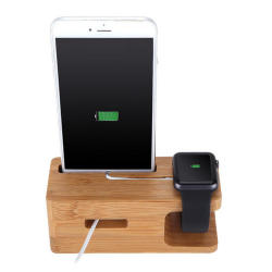 Bamboo Charging Stand Holder For Apple Watch Iphone - Wood Color