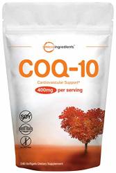Maximum Strength Pure CoQ10 Supplement 400MG Per Serving 240 Softgels Support Heart Health And Energy Production No Gmos And Made In Usa