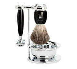 Shaving Set Vivo 4 Piece Pure Badger Brush W Safety Razor - Black