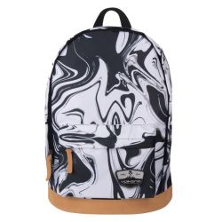 Volkano Suede Series Backpack In Black Marble Print With Elasticated Device Compartment And Adjustable Shoulder Straps