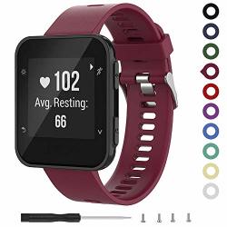 Meifox Compatible With Garmin Forerunner 35 Bands Solf Silicone Replacement Band For Garmin Forerunner 35 Forerunner 30 Smartwatch. Wine Red Larger