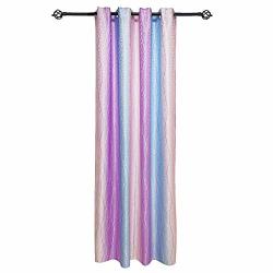 Aifish Girls Colorful Striped Curtains Bedroom Kids Curtains Grommet Pink Purple Blue Gradient 63 Inch Jacquard Semi Blackout Curtains Window Treatment Drapes For Living