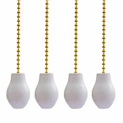 Penck 12 Inchesceiling Fan Pull Chains Ornament Set Decorative Lighting Pullchains With Brass Chain &white Wood Knob Pendant For Ceiling Lights Fans Lamp Durable