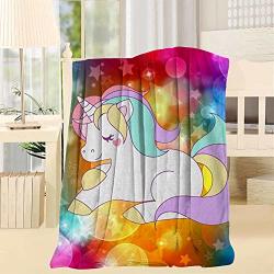 Hoosfu Magical Rainbow Unicorn Blanket 3D Print Throw Smooth And Soft All Season Lightweight Living Room bedroom Large Super Soft Warm Throw