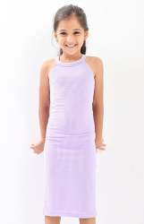 Big Girls Rib Bodycon Dress - Lilac - Lilac 13-14 Years