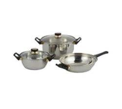 Fancy Stainless Steel Cookware Set With Tempered Lids 5 Piece