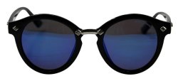 Lentes & Marcos Blom UV400 Black blue Round Reflective Sunglasses
