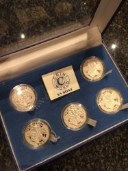 South African Big 5 Proof Silver Set With C.o.a - Issued By Sa Mint - Low Mintage - Only 200