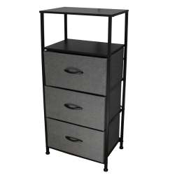 Branded Economical Metal Frame & Fabric - 3 Drawer Cabinet Blk gry
