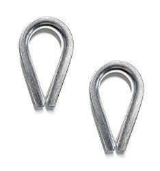 2 Pieces Stainless Steel 316 3 16" 5MM Wire Rope Thimbles Heavy Duty Marine Grade For Rope Size 3 16