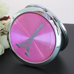 WE Paris Eiffel Tor Design Pink Mirror Compact Favor 12 Pcs - French Birthday Gift Set Cute Girl Woman Gift Purse Mirror
