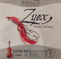 D'addario Zyex Violin String - Single G String Full Size Medium Tension