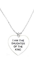 Beautiful Silver Tone And Clear Crystal "i Am The Daughter Of The King" Charm On Lobster Clasp Chain Necklace