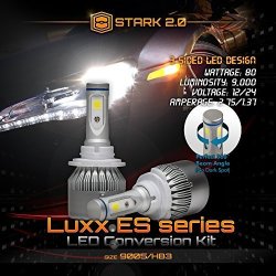 Stark 2.0 Luxx Es Series 80W 9000LM All-in-one 360 LED Cob-flip Chip Conversion Kit Cool White 6000K 6K Pair Bulbs Headlight High Beam - 9005 HB3