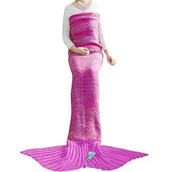 Mermaid Tail Blanket Ddmy Knit Crochet Mermaid Blanket For Adult All Seasons Sleeping Bag Blanket 72.8"X35.2"