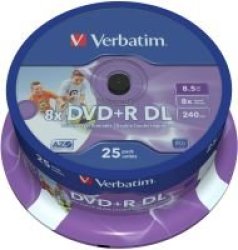 Printable Spindle of 25 8x Printable DVD+R DL Discs