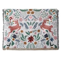Decor Throw Tapestry Boho Flower Elk Deer Sofa Blanket Cover
