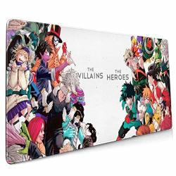 My Hero Academia Large Gaming Mouse Pad Mat Non-slip Rubber Thick 3MM Mousepad Stitched Edges 15.8 X 35.5 In Black