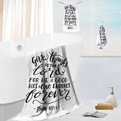 Leighhome Ultra Soft Bathroom Towels Set Give Thanks To The Lord For He Is Good His Love Endures Forever Hand Lettered Quote Bible Verse