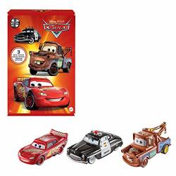 Disney Pixar Cars Radiator Springs Die-cast Toy Vehicles 3-PACK 1:55-SCALE With Lightning Mcqueen Sheriff & Mater Gift For Kids Age 3 Years And Older