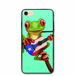 Frog Playing Puerto Rico Flag Guitar Print Iphone 7 Case 8 8S Cases PC Material Full Protection Fit Resistant 4.7 Inch Cover Case