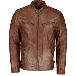 Men's Billy-j Leather Jacket Waxed Brown - - 4XL