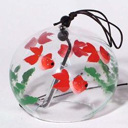 Nihon Ichiban Japanese Handmade Glass Wind Chime With 5 Goldfishes