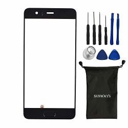 Sunways Outer Glass Screen Replacement Compatible With Huawei P10 Plus VKY-L09 VKY-L29 VKY-AL00 Black
