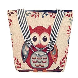 AgrinTol Women Shoulder Bag Handbags Postman Package Embroidered Owl Tote Bags