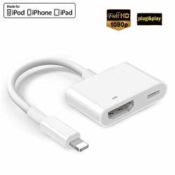 Apple Mfi Certified Lightning To HDMI Adapter 1080P Lightning Digital Audio Av Adapter With Charging Port Support Iphone 11 PRO XR XS X 8 7 Plus Ipad To Tv