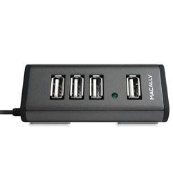 MACALLY 4 Port Powered USB 2.0 Hub With 5V 2A Power Adapter & 5 Foot Long Cable TRIHUB4