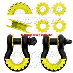 Restyling Factory Yellow D-ring Shackle Isolator & Washers 6PCS Set Gear Design Rattling Protection Cover Yellow